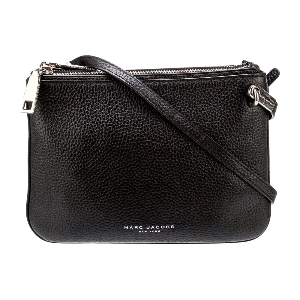 Marc Jacobs Black Pebbled Leather Crossbody Bag – Double Zip